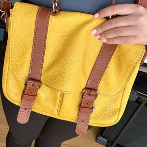 Roots Genuine Leather Yellow and Brown Satchel - Vintage 2012